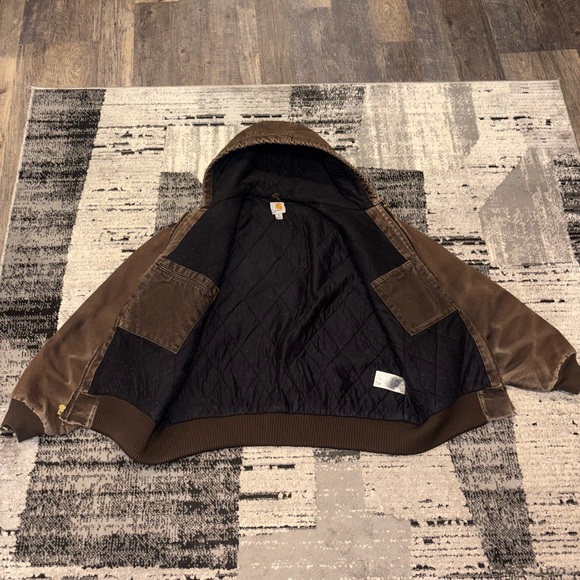 Vintage Carhartt Brown Faded Hooded Active Work Jacket - Picture 8 of 12
